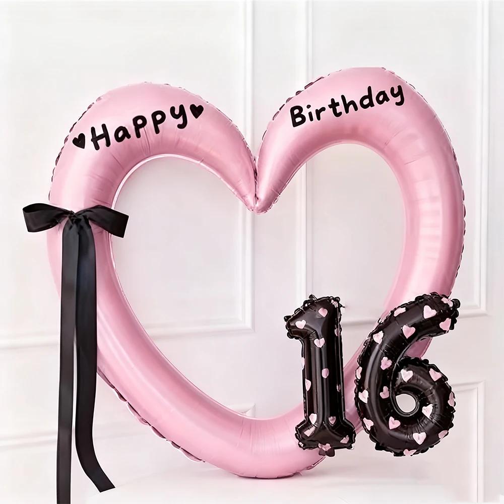 40 Inch Heart Hollow Balloon DIY Numbers 11-18 Ballons for Kids Birthday Party Gifts Decoration