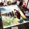 Biblical Scene with Followers on Path, Non-slip rug suitable for living room and bedroom sofas.