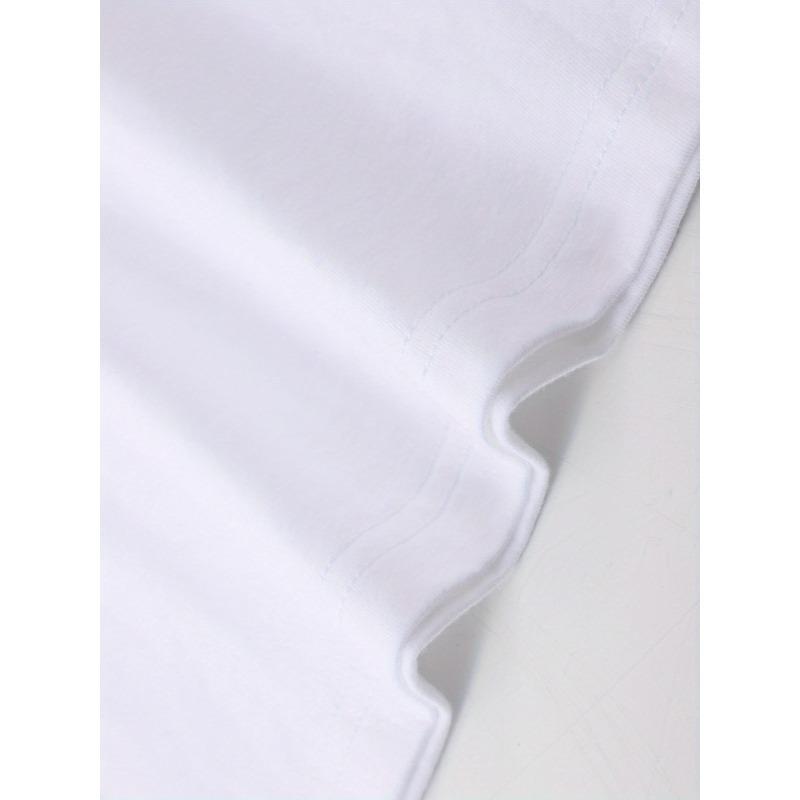 Men's Cotton Simple Letter Print Short Sleeve T-Shirt, Comfortable and Breathable for Leisure, High-Quality