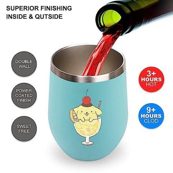 Thermal bottle Pom Purin eggshell cup U-shaped wine tumbler water lid stainless steel heat retention cold vacuum insulation mug coffee travel beer 5