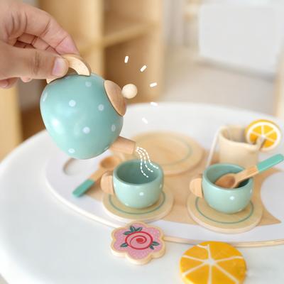 Kinderspielhaus Frühe Bildung Simulation Dessert Kuchen Verkaufen Teekanne Tasse Teeservice Holzspielzeug