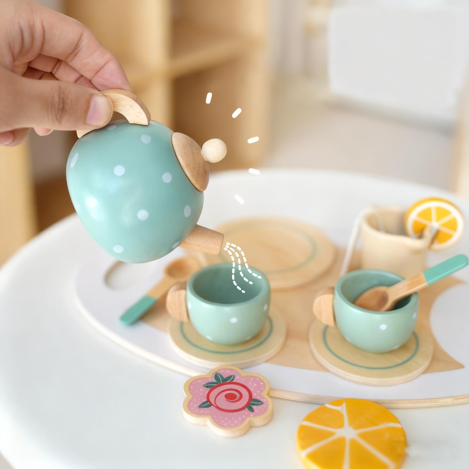 

Children s Play House Early Education Simulation Dessert Cake Selling Teapot Cup Tea Set Wooden Toy One Size