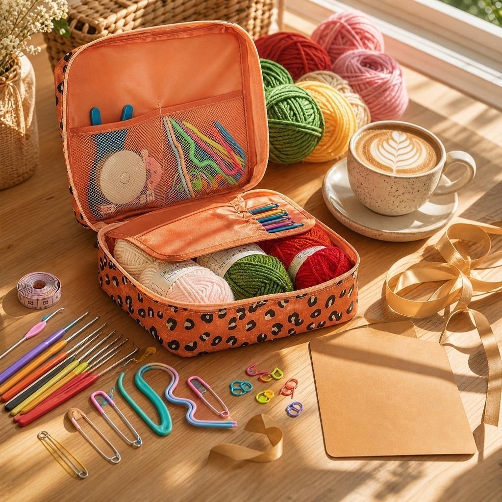 Set di Uncinetti da 59 Pezzi Kit da Uncinetto Portatile Fai-da-te Strumenti Completi per Lavorare a Maglia con Filato, Varie Misure di Uncinetti, Segnapunti e Borsa per la Conservazione