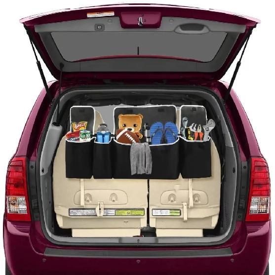 Car trunk storage bag SUV car seat back hanging bag Multi functional storage mesh bag Car interior storage items