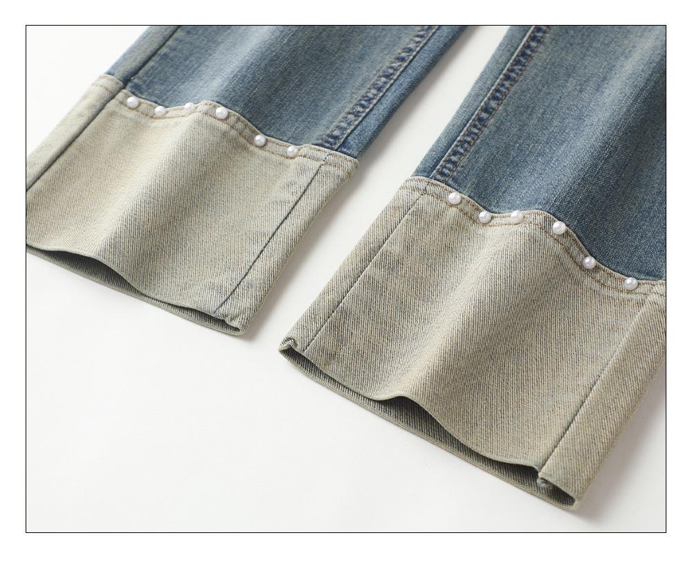 Women's High Waist Slimming Rolled Hem Denim Cigarette Pants - 2024 Autumn Fashion Straight Leg Crop