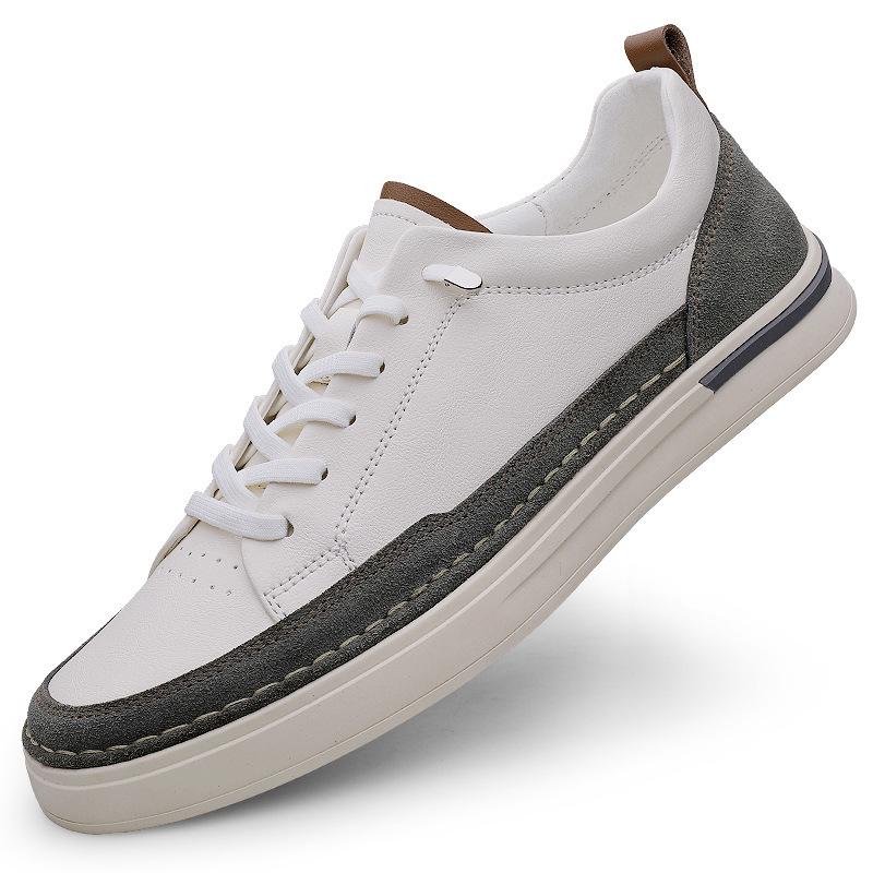 Men's Retro Fashion Cowhide Loafers - Large Size Casual White Sports Shoes for Spring