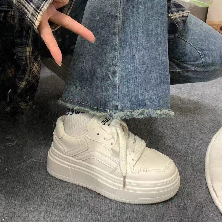 Single shoes children spring and autumn 2025 new versatile chic Hong Kong style little white shoes thick-soled wear-resistant sports and leisure bo