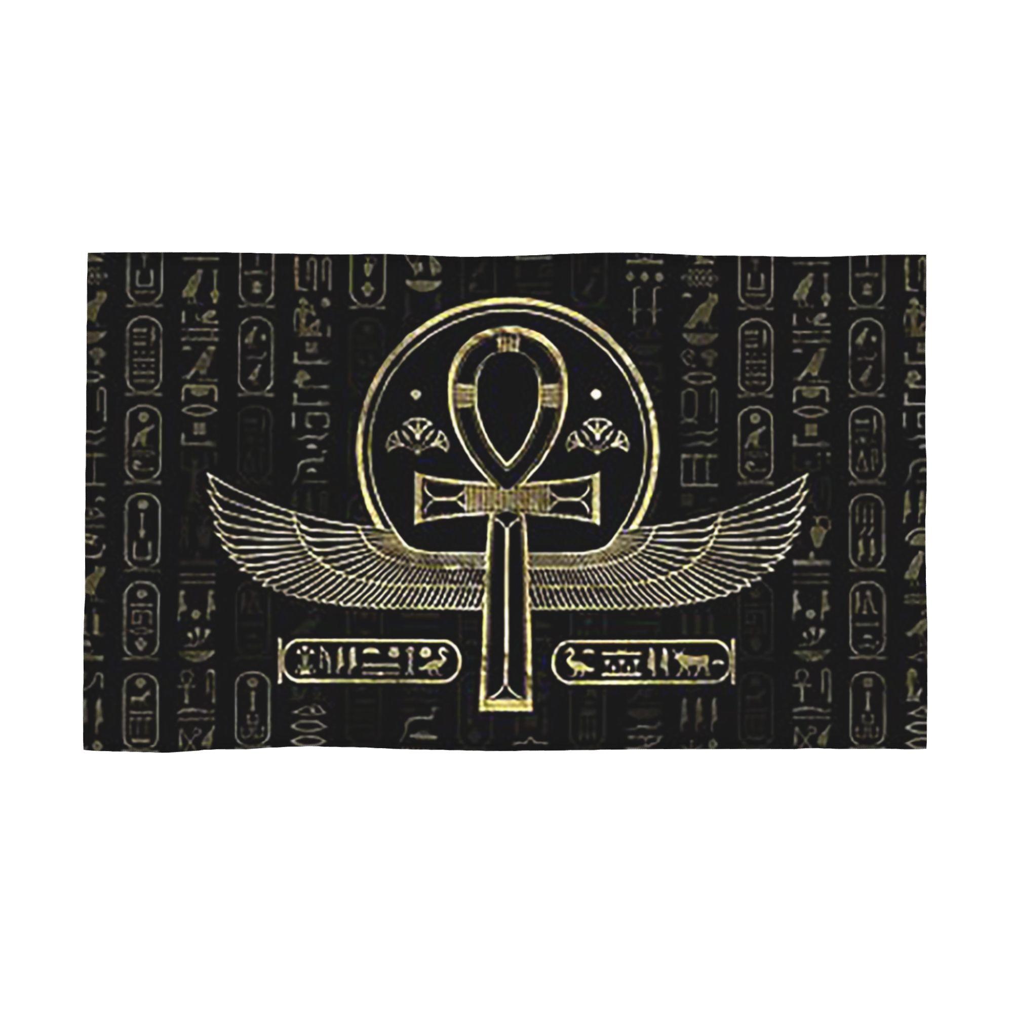 

Golden Egyptian Sphinx on red leather Soft Face Towel Quick Dry Pool Bath Cotton Towels Breathable W40*H60(CM)