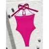 S - XL 7 Colors Lace Up High Neck Full Back Women Swimwear One Piece Swimsuit Female High Leg Cut Bather Bathing Suit Swim