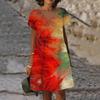 Tie Dye Regenbogenprint Damenkleid Elegant Süß Lässig Kurzarm V-Ausschnitt A-Linie Kleid Sommer Mode Oversized Kleidung Damen