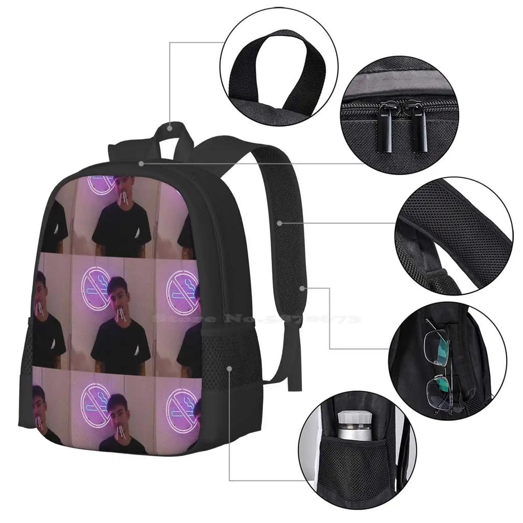 Yung Hurn Phone Case School Bag Big Capacity Backpack Laptop Yung Hurn Fashion New York Pattern London Paris France Band