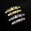 Stock Halloween Hip Hop Micro Pave Brass Grillz Multi Colored Gem Zircon Rapper Party Cosplay Bling Teeth Jewelry