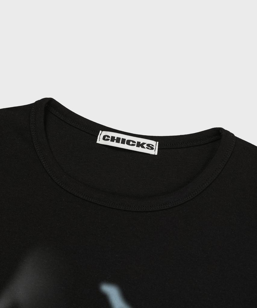 CHICKS Cherry Bloom Crop Slim Fit Short Sleeve T-Shirt Black