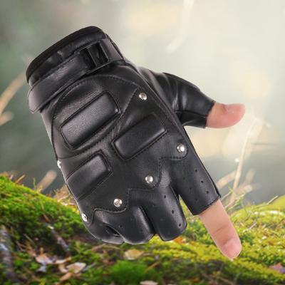 Mănuși de Piele cu Degete Tăiate Bărbați și Femei Fitness în Aer Liber Ciclism Motocicletă Absorție Șocuri în Aer Liber Performanță Sportivă Mănuși de Piele pentru Motocicletă