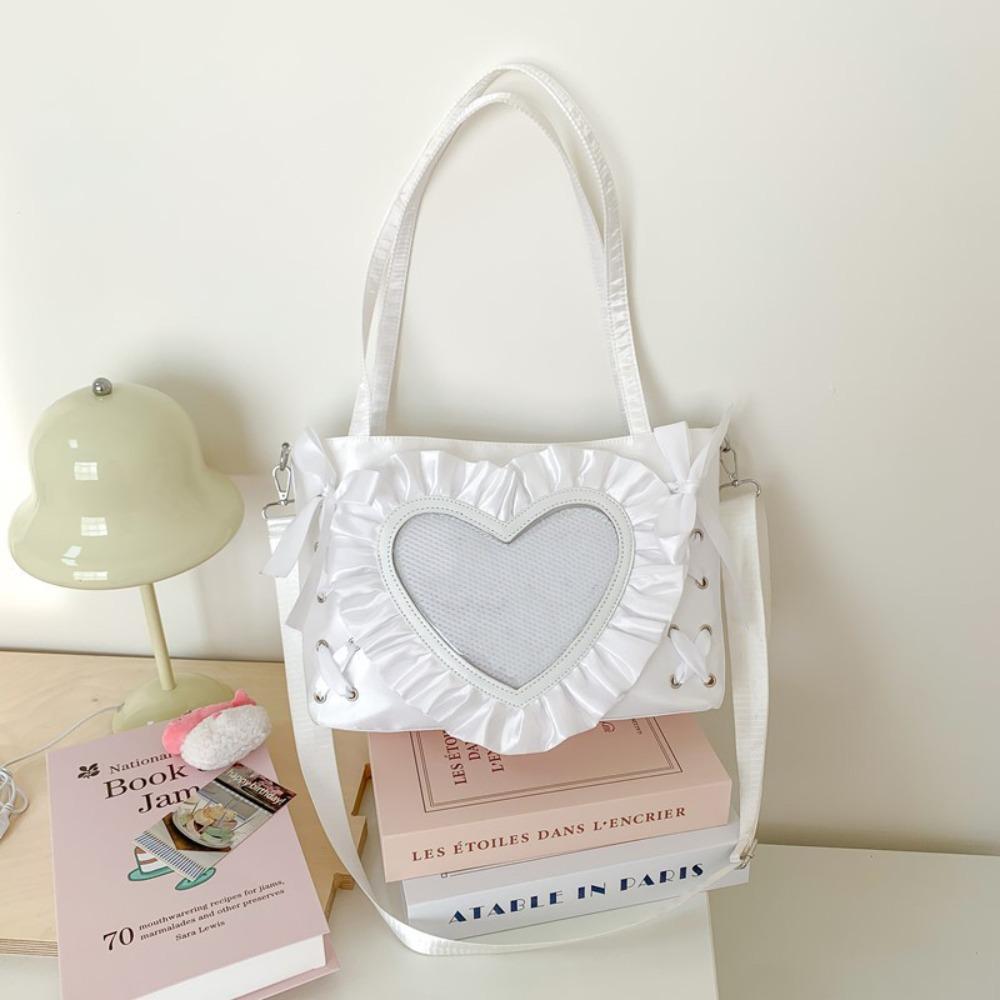 PU PVC Transparente Umhängetasche Schnürung Schleife Handtasche Kreative Anime Tragetasche Herren