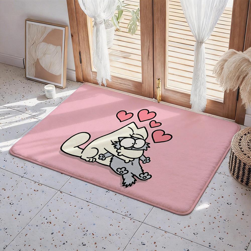 HOT Cartoon S Simons Cat Floor Mat Eco Flannel Doormat Non Slip Odorless Indoor Floor Rug Soft Short Plush Home Mat