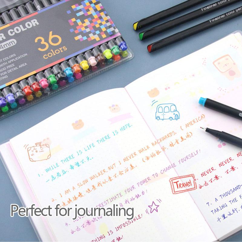 12 PCS Fineliner Marker Pen Manga Color Pen for Lettering 0.4 Mm Art Sketch Journaling Watercolor School Supplies Stationery