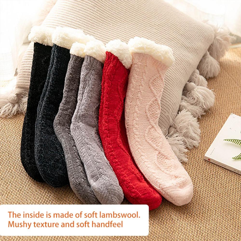 Anti Slip Plush Floor Socks Fluffy Fleece Socks Women Fashion Thick Thermal Socks  Indoor