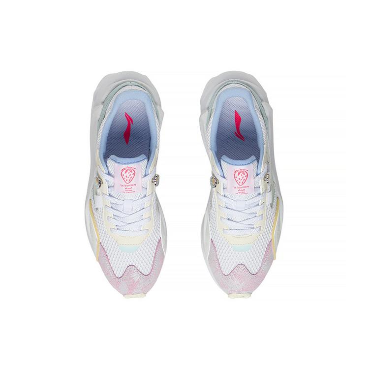New LINING Casual Shoes Women's Low Top Standard White/First Lotus Pink/Light Ancient Yellow AGCS108-9