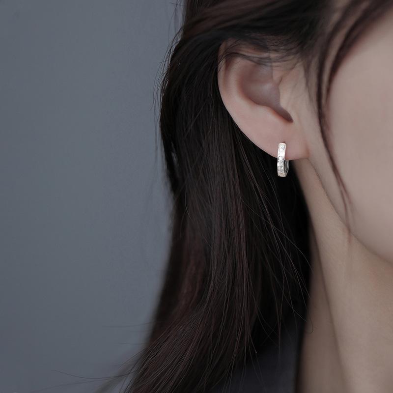 S925 Sterling Silver Diamond Ear Cuffs - 2026 Elegant Japanese Korean Style Simple Hoop Earrings for Women