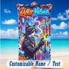 Cat Theme Beach Towel Personalized Custom Name & Text Soft Quick Dry Beach Towel for Swimming Travel