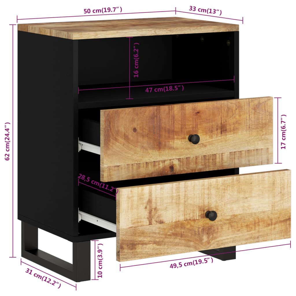 Nightstand 50x33x62 cm Solid Mango Wood & Engineered Wood