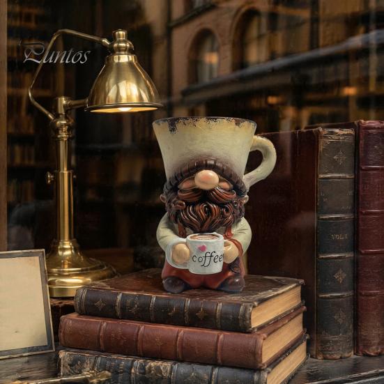 Hand Painted Gnome Set Coffee Ornaments, Cute Resin Figurines, Decorative Tabletop Kitchen Decor Centerpiece for Bar & Lovers Figurines