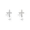 Silver Color Female Cross Star Stud Earrings Vintage Wedding Jewelry White Imitation Zircon Stone Earrings Accessories
