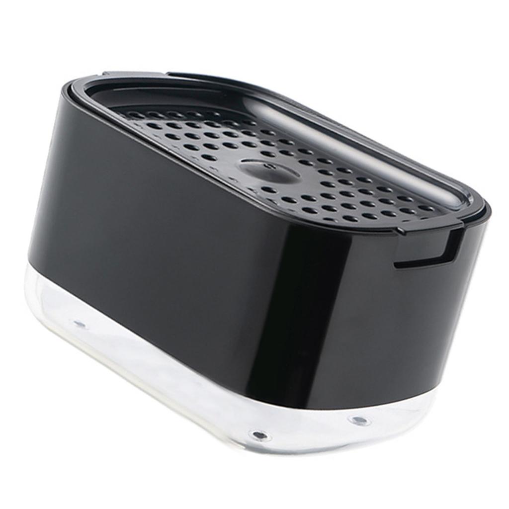 Soap Dispenser with Sponge Holder PP PET Press Type Soap Box for Cloth Dish Kitchen Cleaning Black