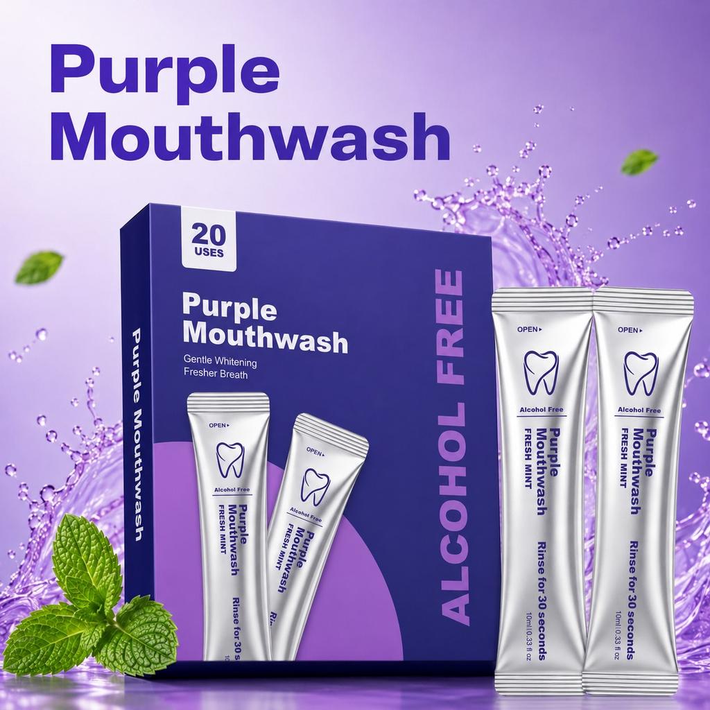 20 Pieces Individually Packaged Mouthwash, Gentle Mint Mouth Freshener, Alcohol-Free, Freshens Breat