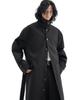 Trip Le Sens Collar Neck Belted Overcoat_Grey