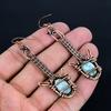 Larimar Earrings, 999 Copper Wire Wrapped Jewelry, Gemstone Earrings, Gift For Her Handmade Dainty Jewelry