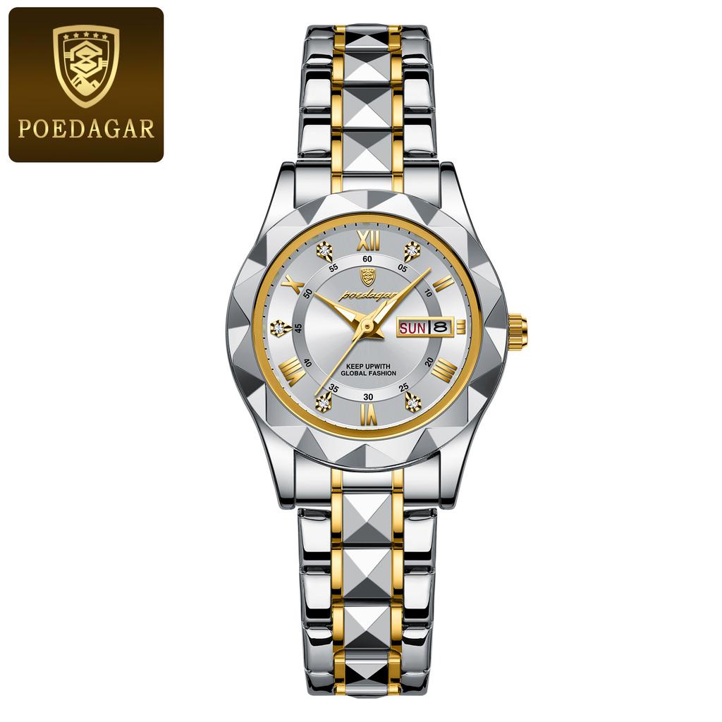 Luxury Brand New Women's Watch Waterproof Double Calendar Luminous Quartz Watch Diamond Ladies Business Clock