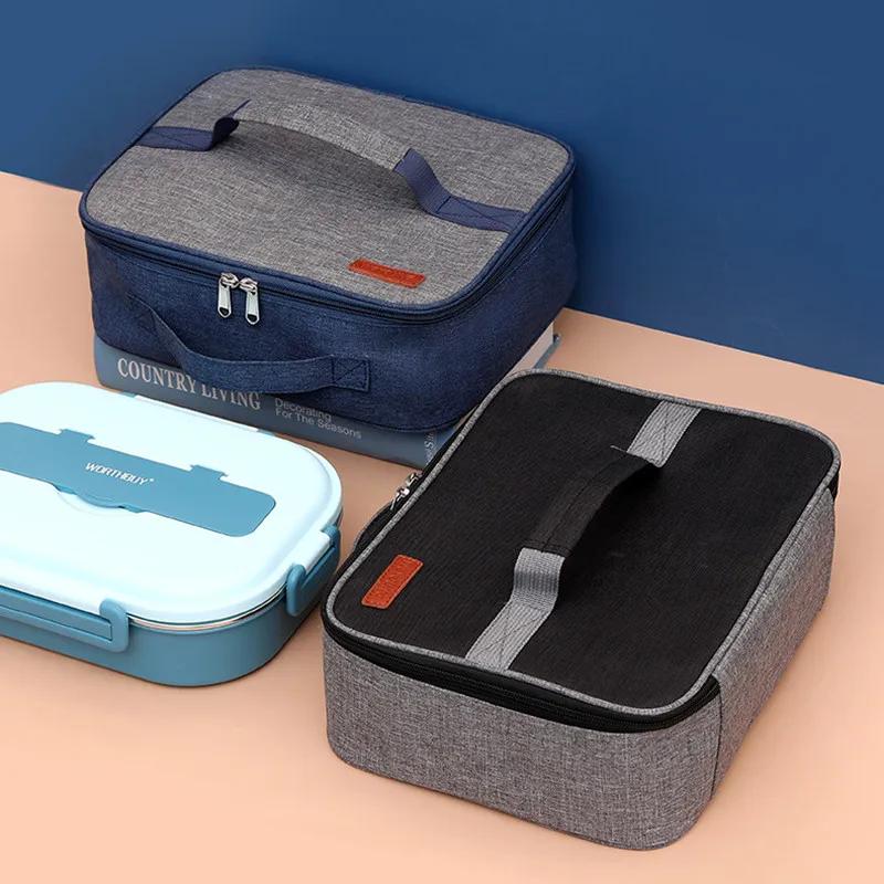 Čtvercová přenosná izolovaná termotaška na oběd pro ženy děti piknik jídlo bento chladicí tašky nádoba pouzdro 2023