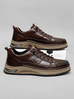Mode Britischer Stil Qualität Erwachsene Mode Schuhe mit runder Zehenpartie aus Leder für weiche Sohle zum Schnüren Rutschfest/Antirutsch Männlicher Bequemschuh
