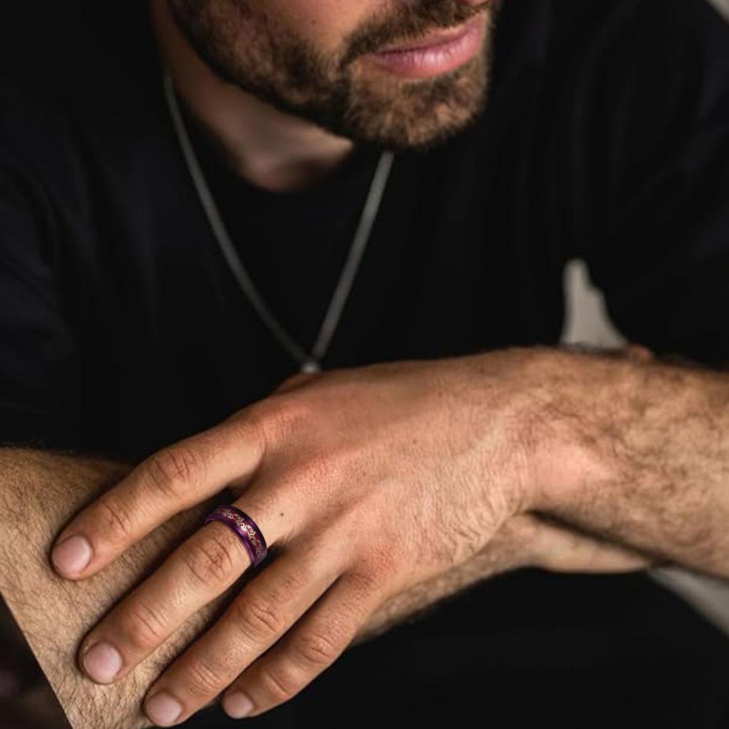 Jewelry Inlaid with Dragon and Phoenix Pattern Purple Nine Purple Fire Ring Couple Ring Bracelet