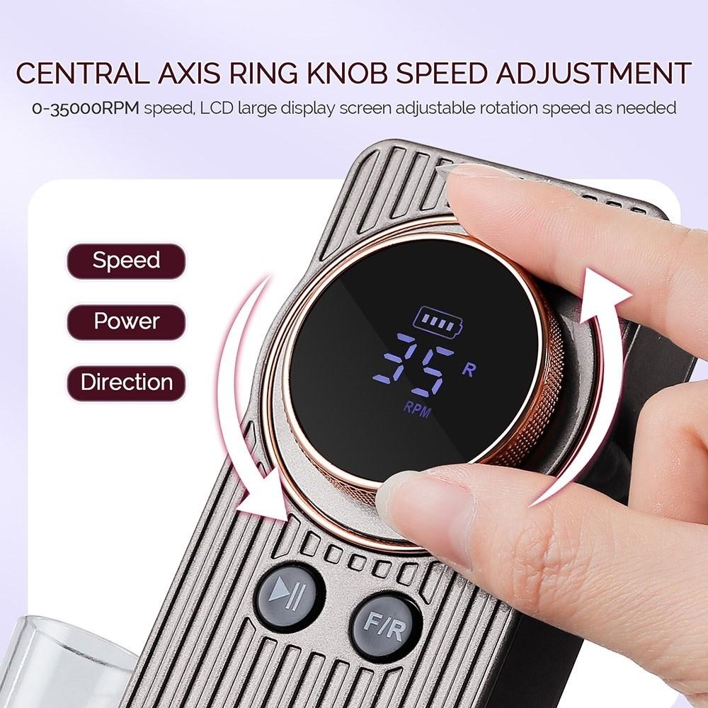 35000RPM Low Noise LCD Display Nails Beauty Tools Portable Nail Drill Exfoliation Remove Calluses Nail Removal Polisher