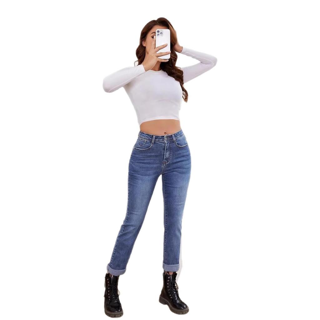 Moda Feminina Europeia e Americana Tendência Verão 2026 Calça Jeans Reta