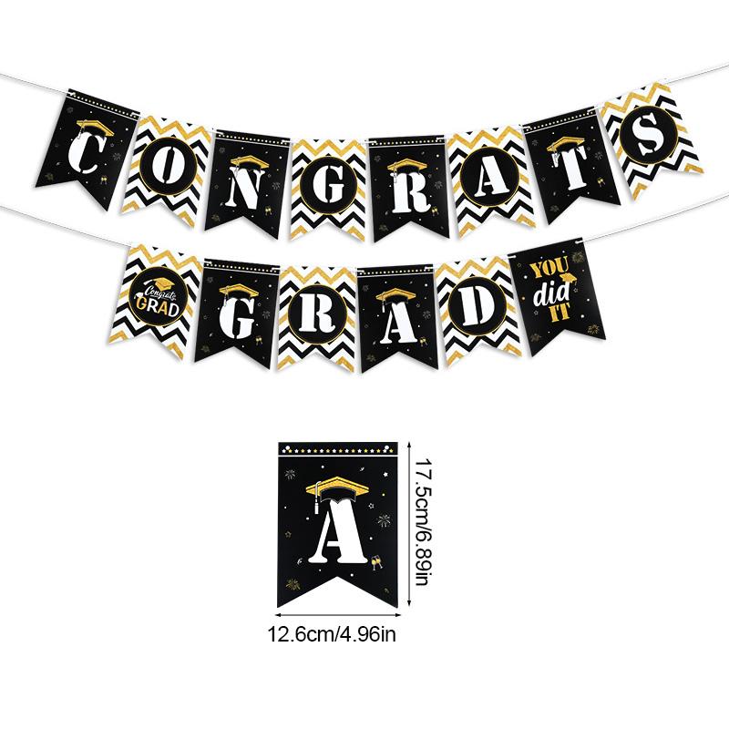 2025 Congrates Grad Banner Garland Star Paper Bunting Set Graduation Party Decoration Supplies Congratulation Garland Flags New