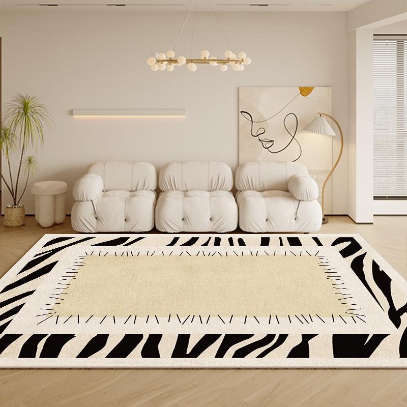 Retro Light Luxury High-End Cream Carpet: French-Style Waterproof, Anti-Stain Floor Mat for Living Room & Bedroom