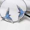 1Pair Blue Swallow Embroidery Patch Multi-Pose Symmetrical Design Iron On Applique For Clothing Hole Repair