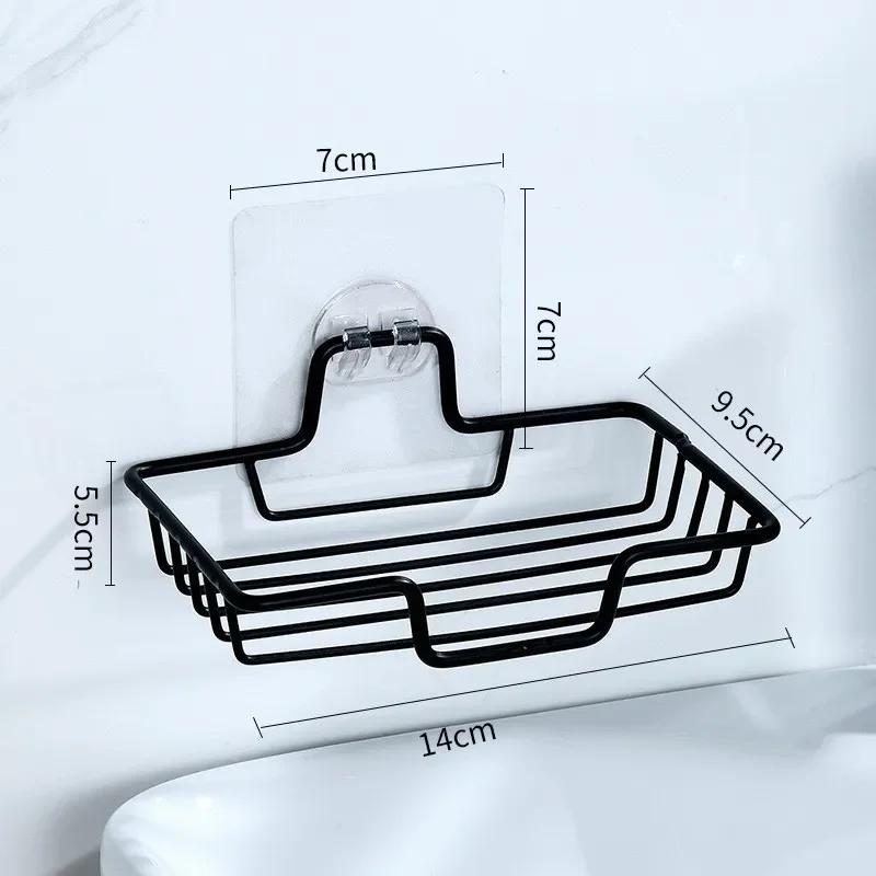 2PCS Stainless Steel Soap Rack Punch-free Nail-free Bathroom Single Layer Drain Wall Hanging Sucker Soap Box Light Luxury Shelf