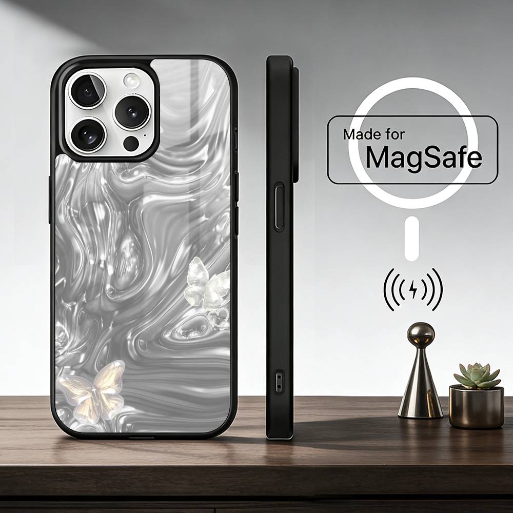 

Liquid Metal Aesthetic Phone Case For IPhone17 16 15 14 13 12 11 Plus Pro Max Plus Wireless Charger Cover Funda iPhone17Air