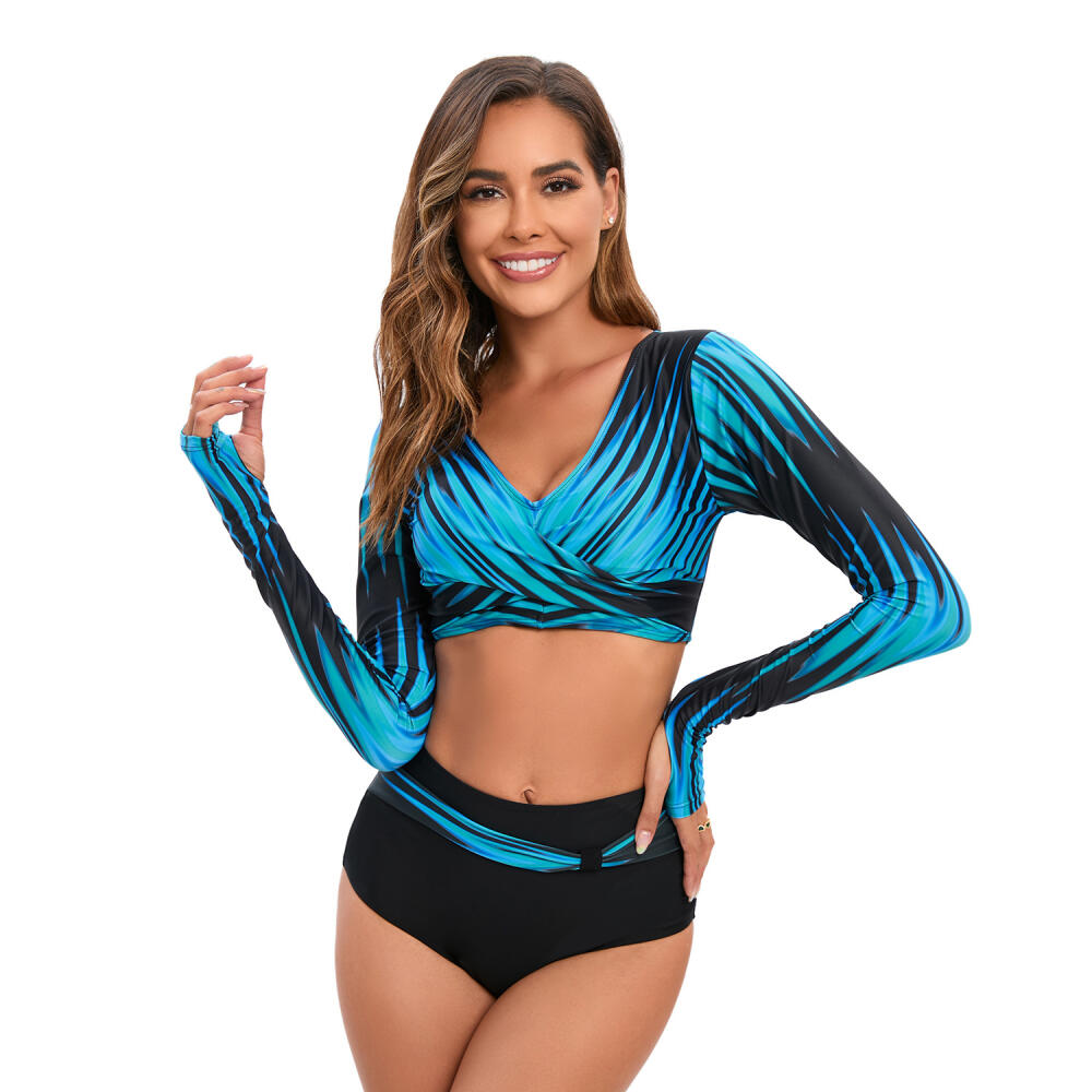 Combinaison de surf fendue à manches longues protection solaire maillot de bain pour femmes maillot de bain tendance combinaison de plongée