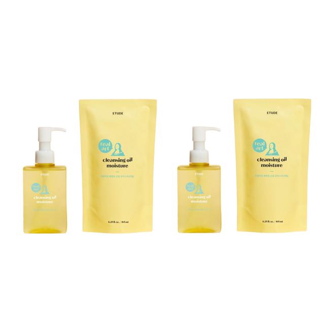 Etude Real Art Čisticí olej Moisture 185 ml (Plná velikost) + Sada náplní 185 ml (3 možnosti) 1SET beige
