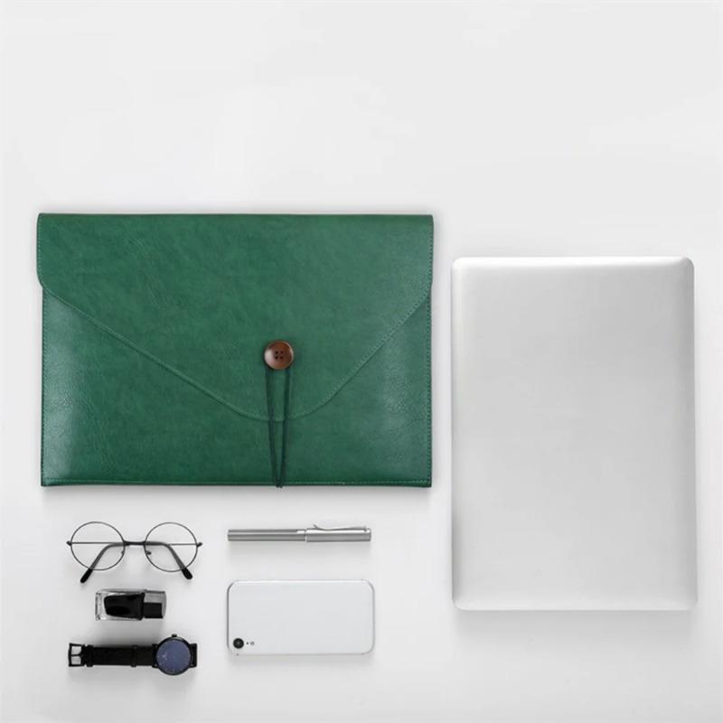 1Pc File Storage Bag Made of PU Leather, with Buckle, Important Private A4 Letter Size File Manager, File Storage Book, Laptop Sleeve