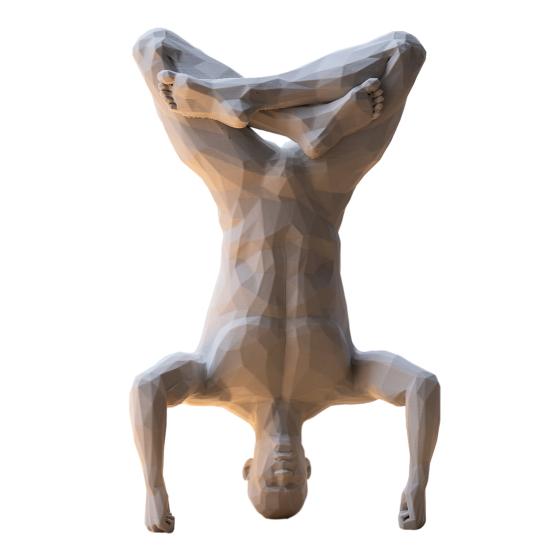 Yousheng Stable Base Ornament, 3D Printed Yoga Figure with White Matte Texture, Geometric Cross-Section Design Sculpture for Desk Tea