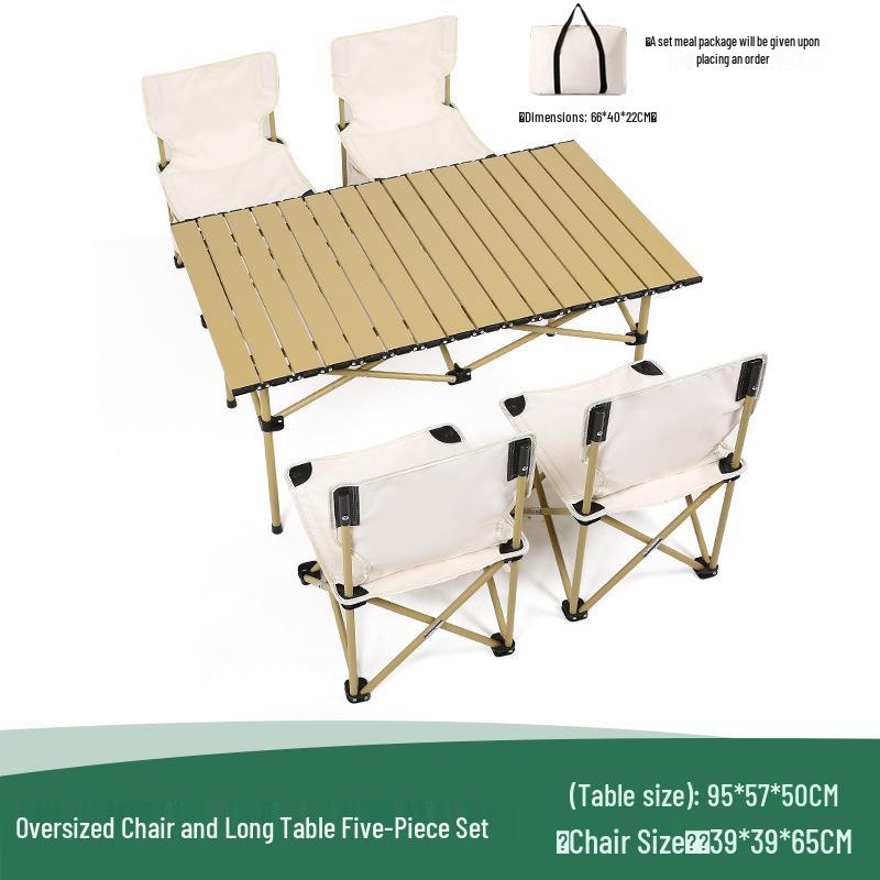 Aluminum-Magnesium Folding Table & Chair Set: 5-Piece Portable Picnic & Camping Gear for Vehicle or Self-Driving Tours