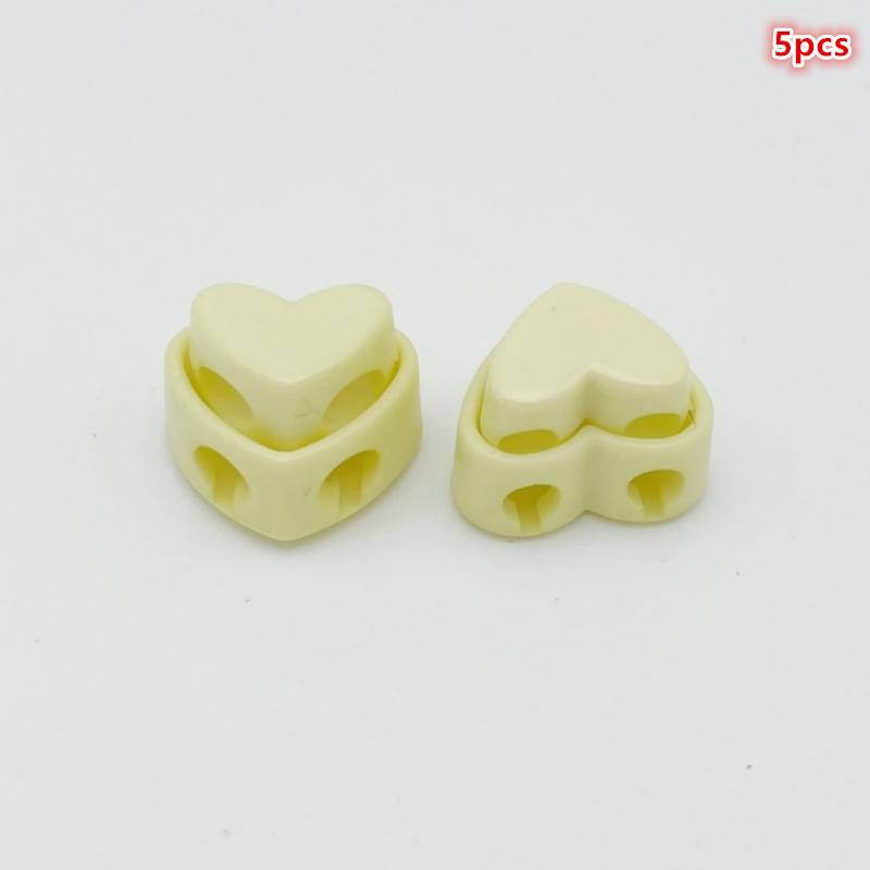 5Pcs Colorful Garment Stoppers Heart-Shaped Plastic Cord Locks Double Hole Spring Toggle Anti-Slip Stoppers Garment Accessories