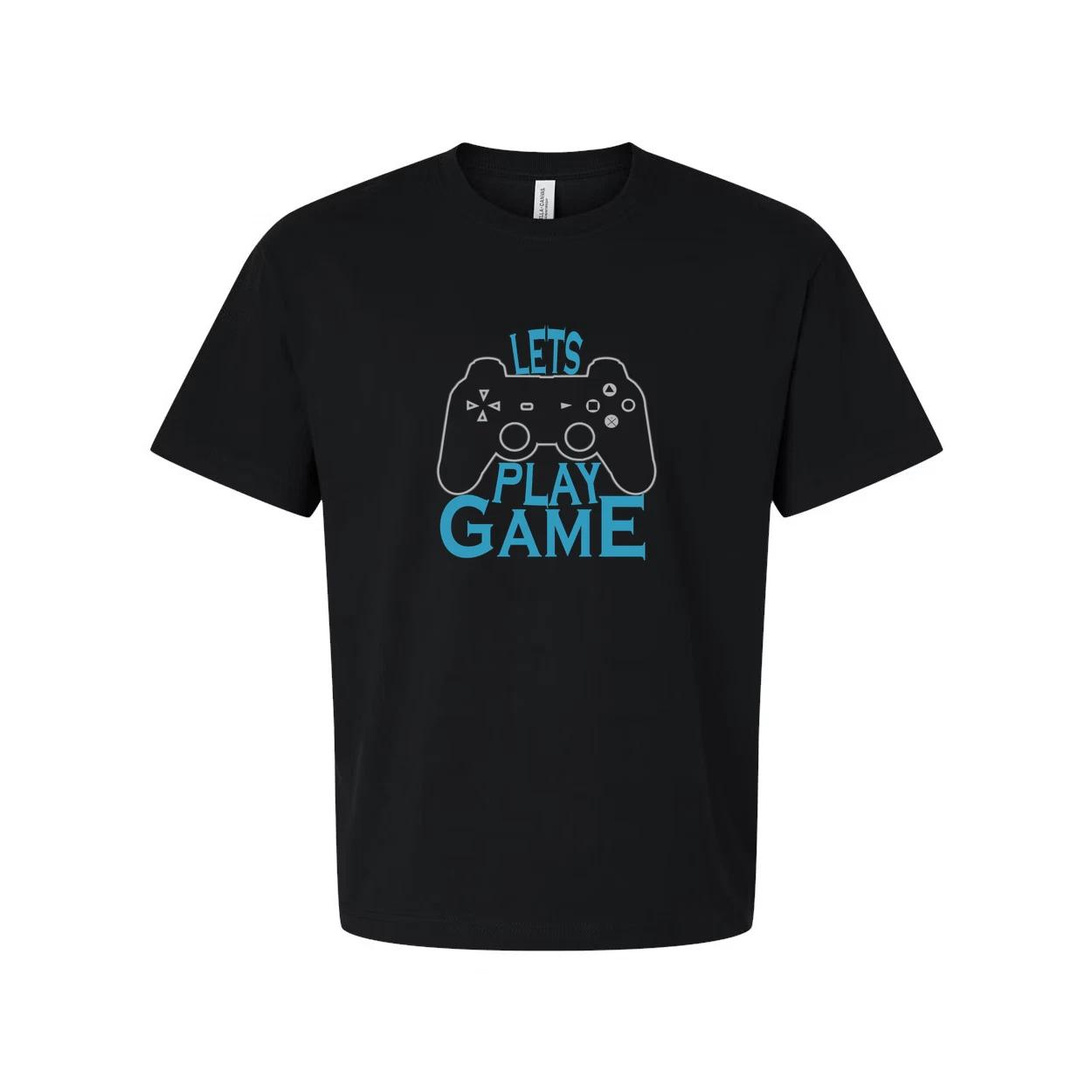 

Unisex Graphic Tee Featuring Let s Play Game Controller Design In Blue For Casua M